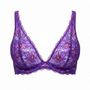 Simone Perele 32D Purple Underwire Lace Bra NWOT